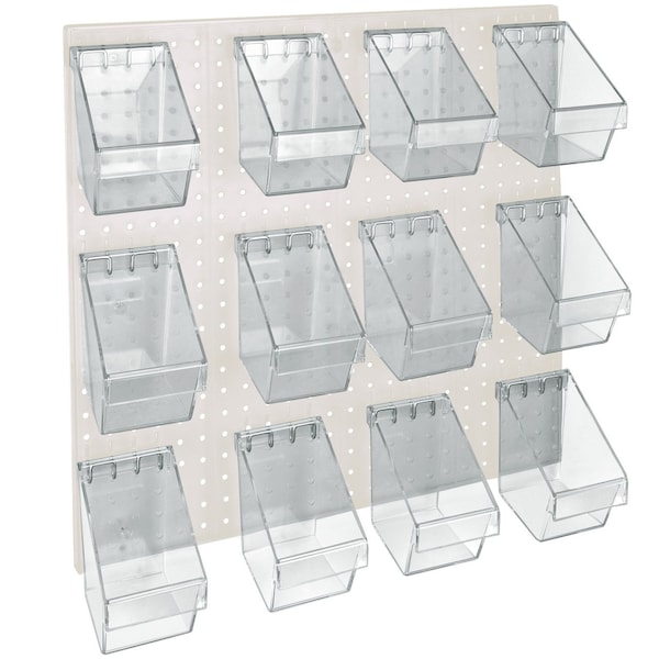 12 Mini Bucket Peg Wall Accessory Organizer Set 24''W x 24''H Pegboard Panel